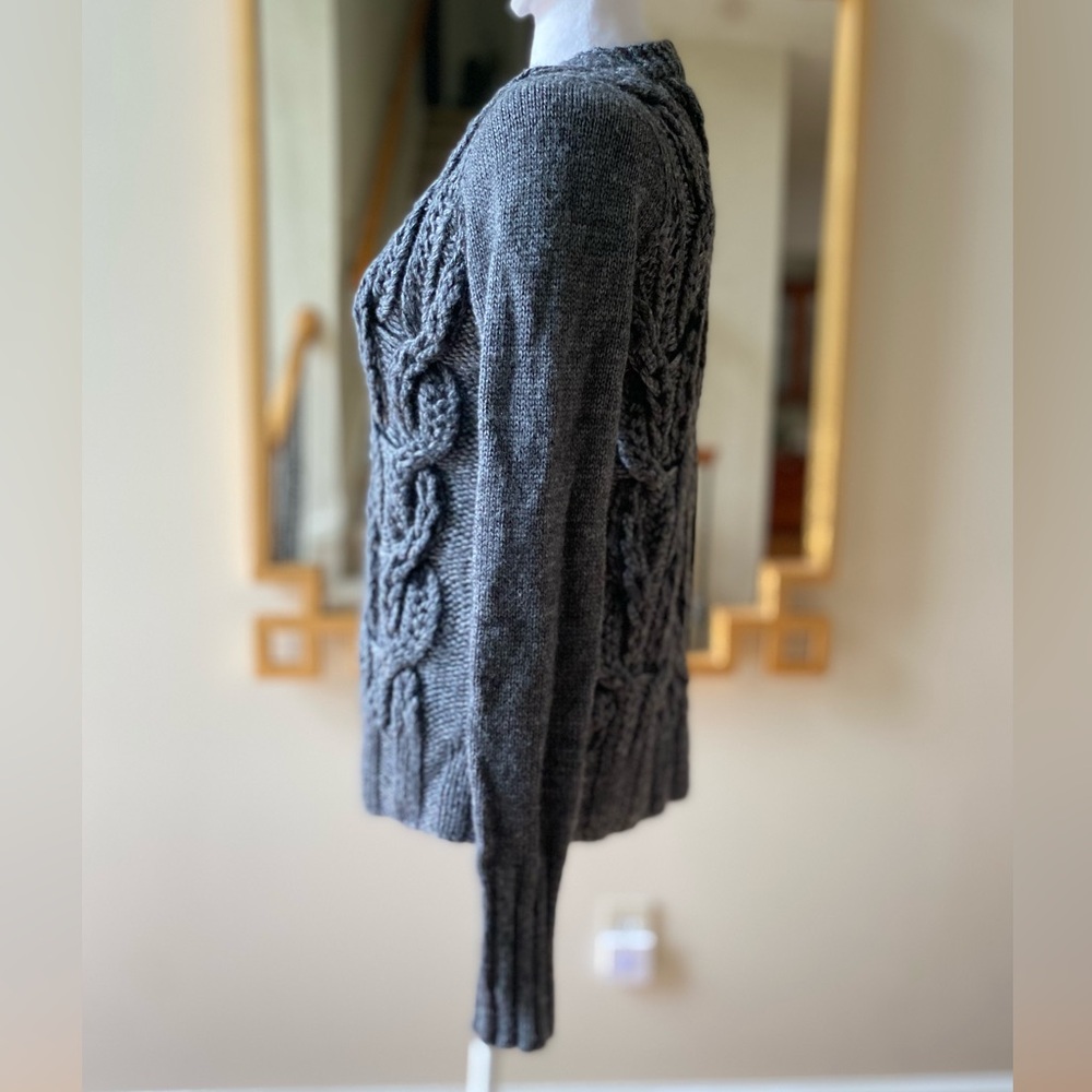 J Crew Handknit Women's Gray Wool Mohair Blend Cardigan 1 Button Sweater Med - Picture 2 of 11